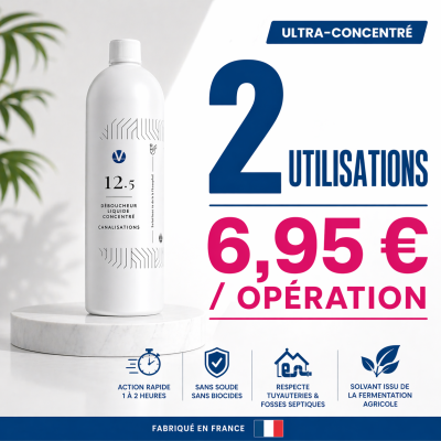Déboucheur Canalisation Surpuissant - Elimine les Bouchons dans les Eviers et Siphons - 2 Doses